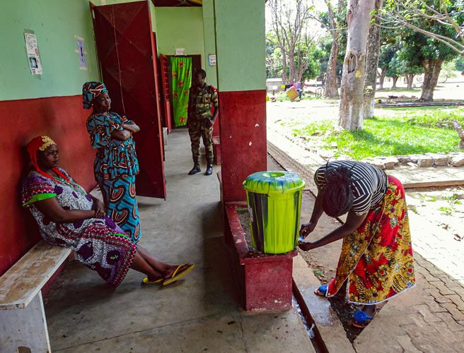 3 women drink water in Central African Republic