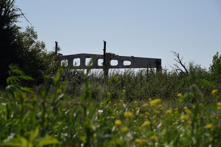 What remains of the ammunition depot after its explosion