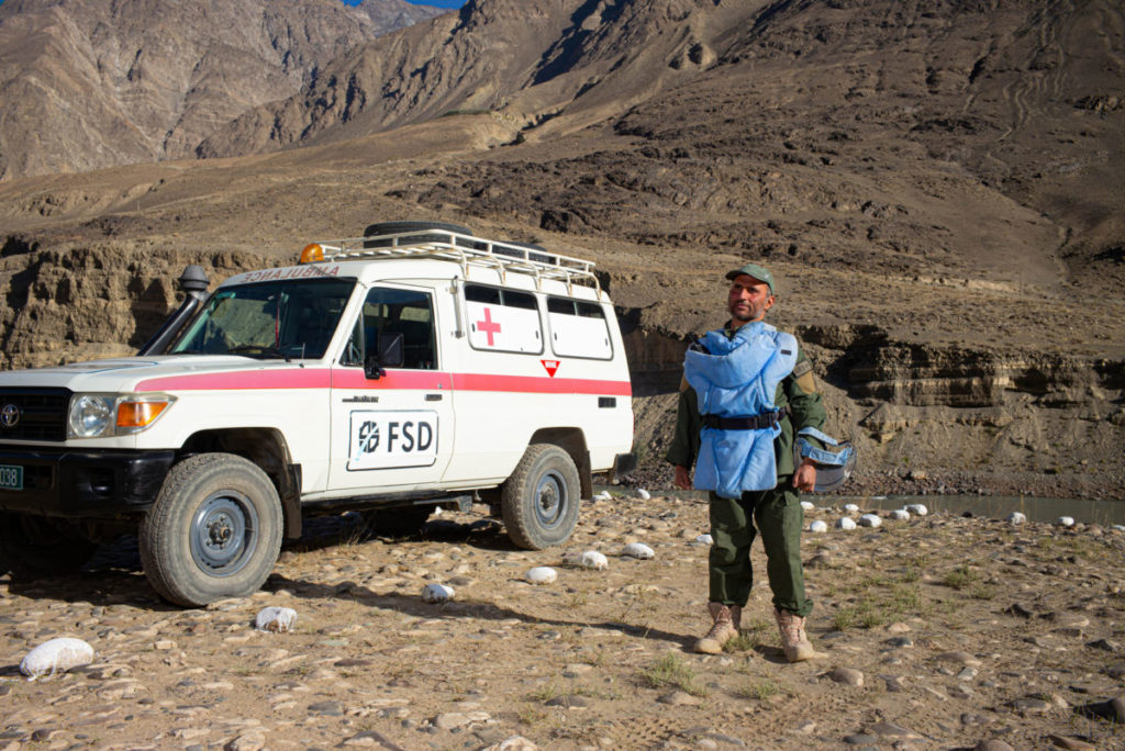 Medical staff of a demining team in Afghanistan