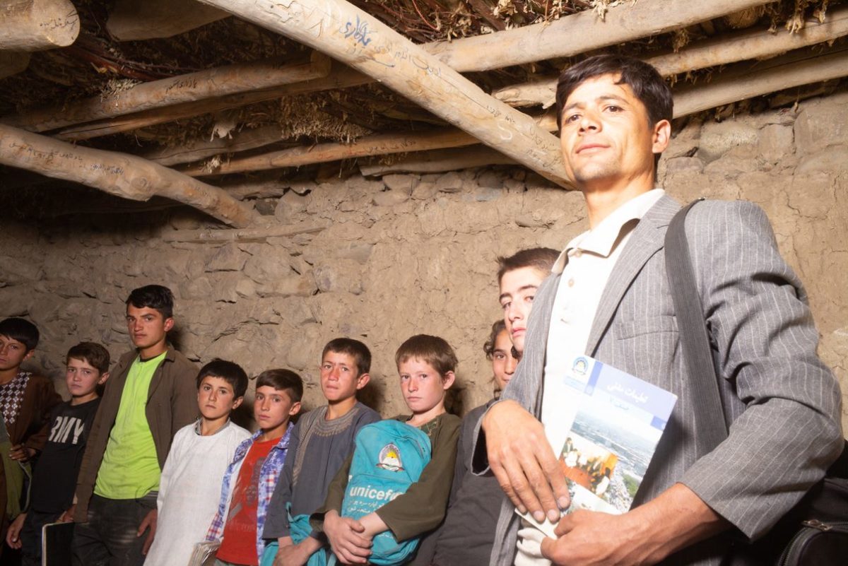 Mine risk education in a school, Afghanistan