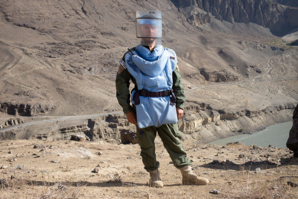 a man with his anti-mine equipment
