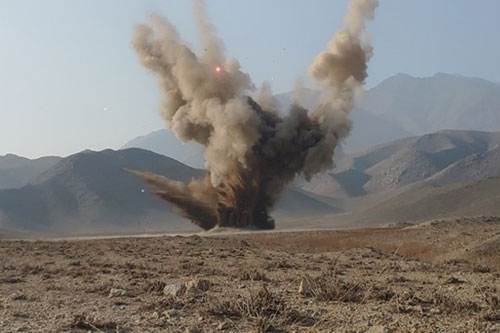 Controlled explosion from an obsolete ammunition stock in Tajikistan