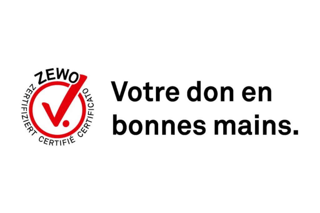 Logo de la certification ZEWO, "Votre don en bonnes mains"