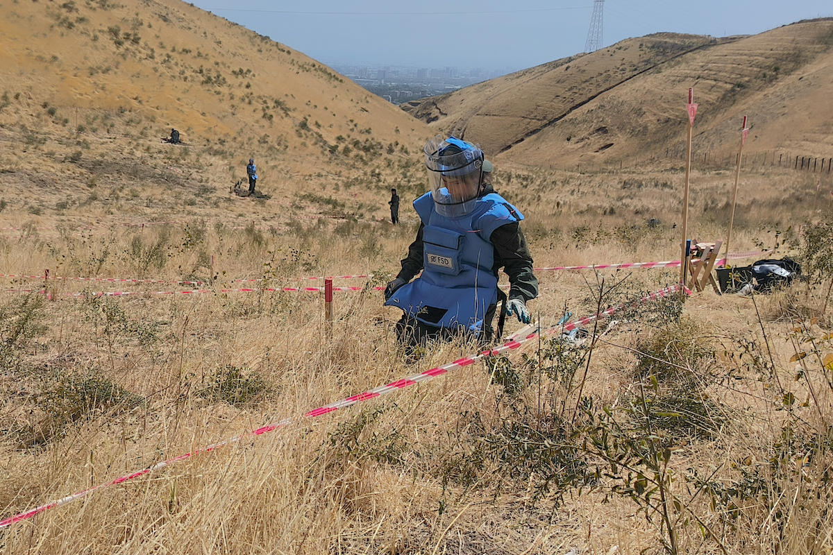 Local recruit participating in basic training near Dushanbe Tajikistan