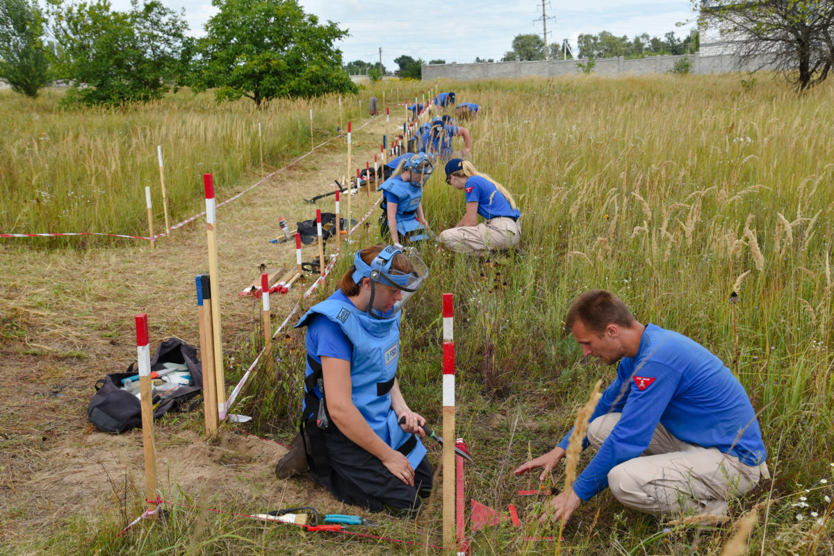 FSD new recruits undergo practical demining evaluation before being deployed in the field (Ukraine, 2023)
