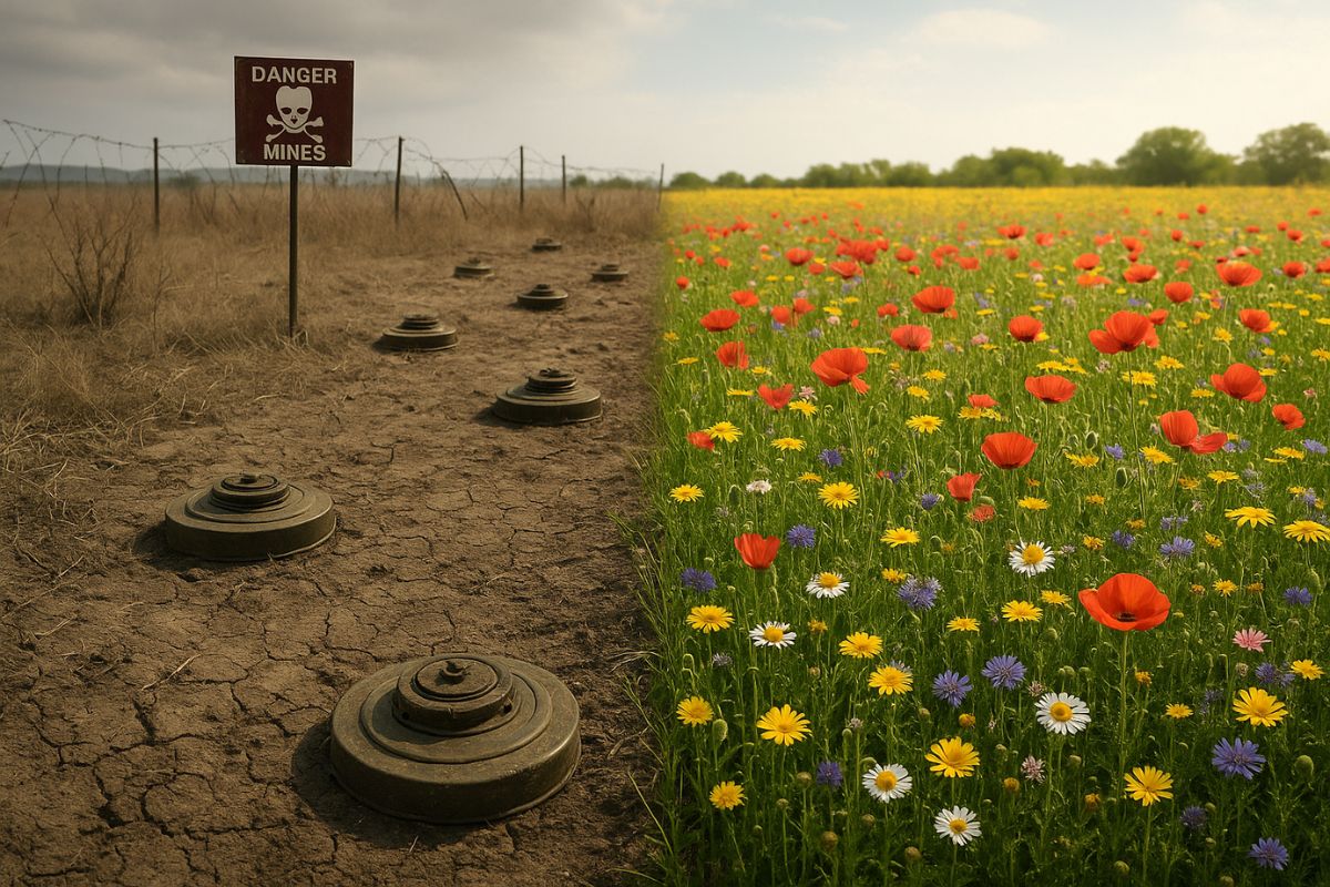 Pics News Cards - bombs to bloom AI From bombs to blooms