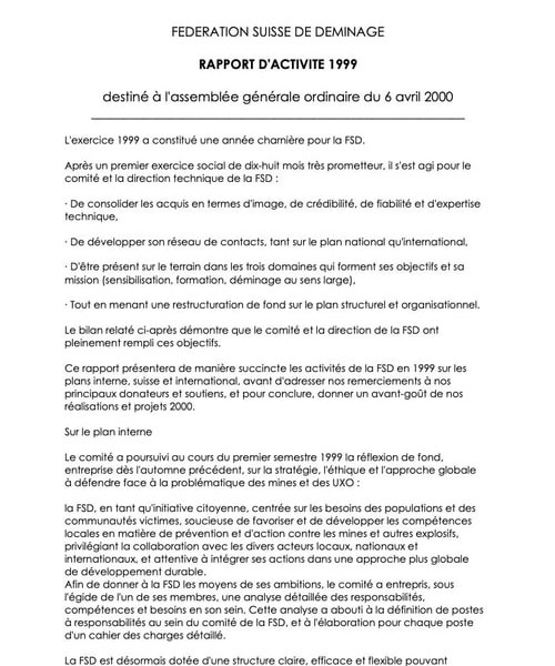 Couverture du Rapport Annuel 1999