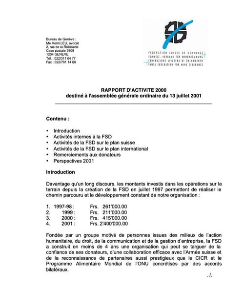 Couverture du Rapport Annuel 2000