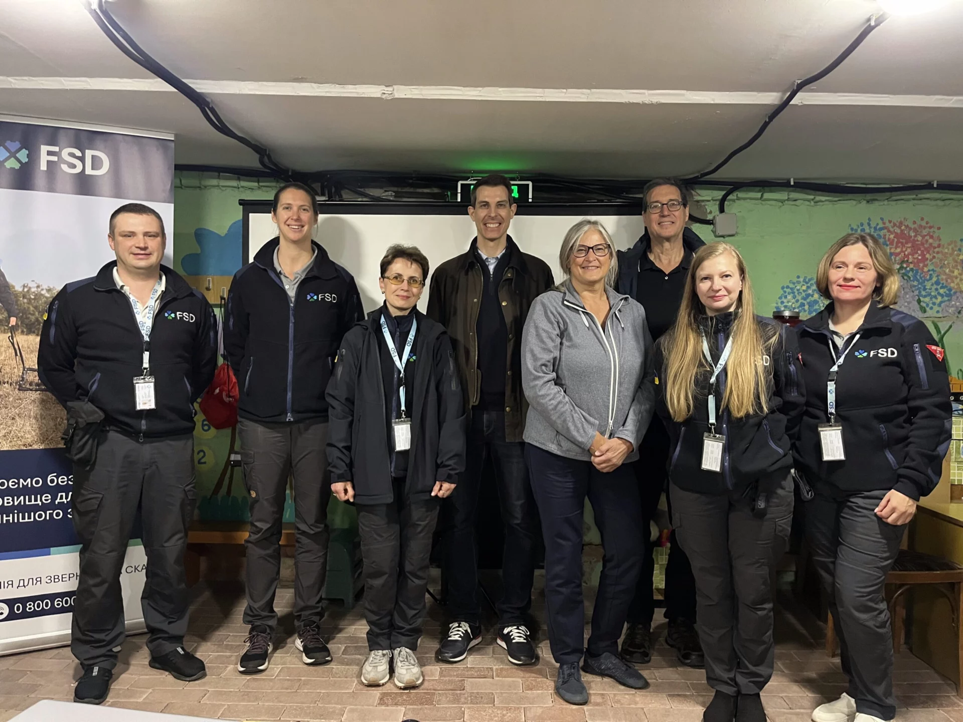 Hansjörg Eberle, Catherine André, Thierry Burkart lors d'une visite des opérations de la FSD en Ukraine.